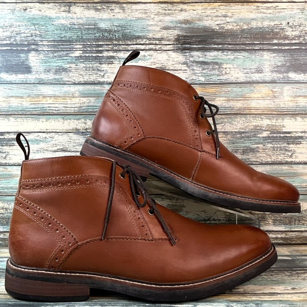 Nunn Bush Chukka Boot Size 11M Brown Leather Brogue Lace Up Lightweight Dress - Picture 2 of 11